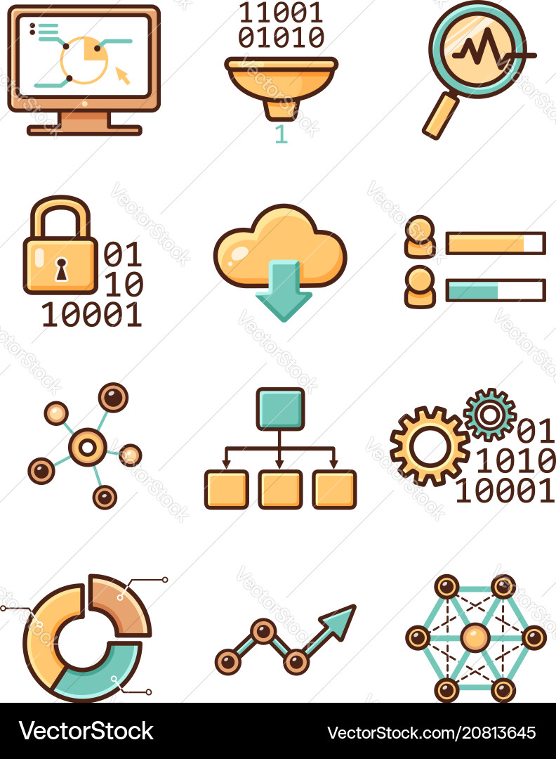 Data Analytics Icon Set vector image