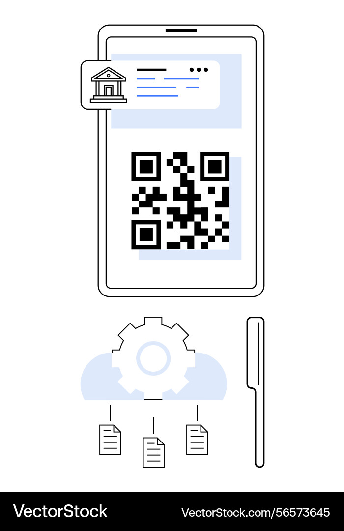 Digital payment processing with qr code and cloud Digital payment processing with qr code and cloud vector image