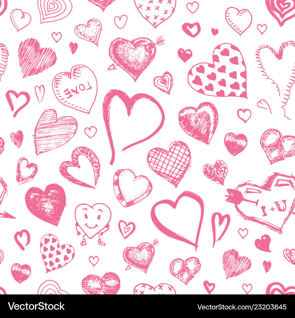 Hearts seamless pattern doodle valentine love Hearts seamless pattern doodle valentine love Vector Image