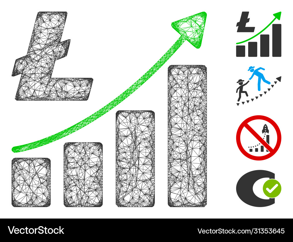 Litecoin growth graph web mesh Litecoin growth graph web mesh Vector Image