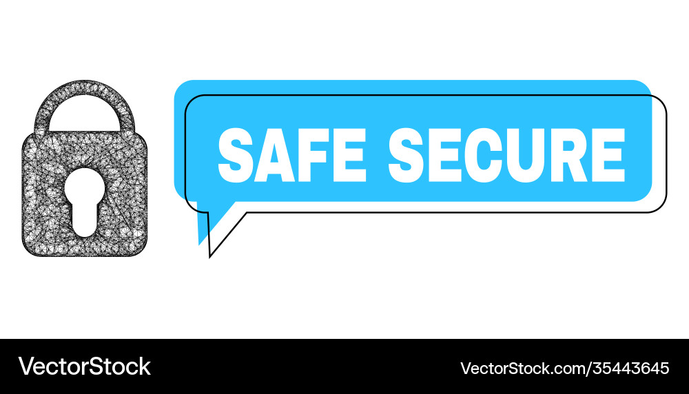Misplaced safe secure speech bubble and net locked Misplaced safe secure speech bubble and net locked vector image