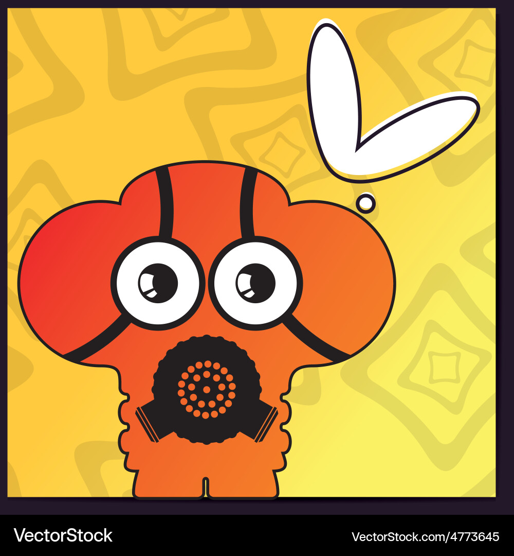 Monster with heart on abstract color background Vector Image