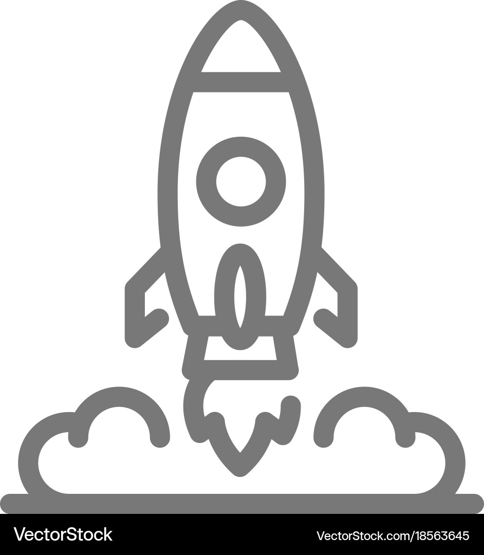 Rocket and Spaceship Line Icon vector image