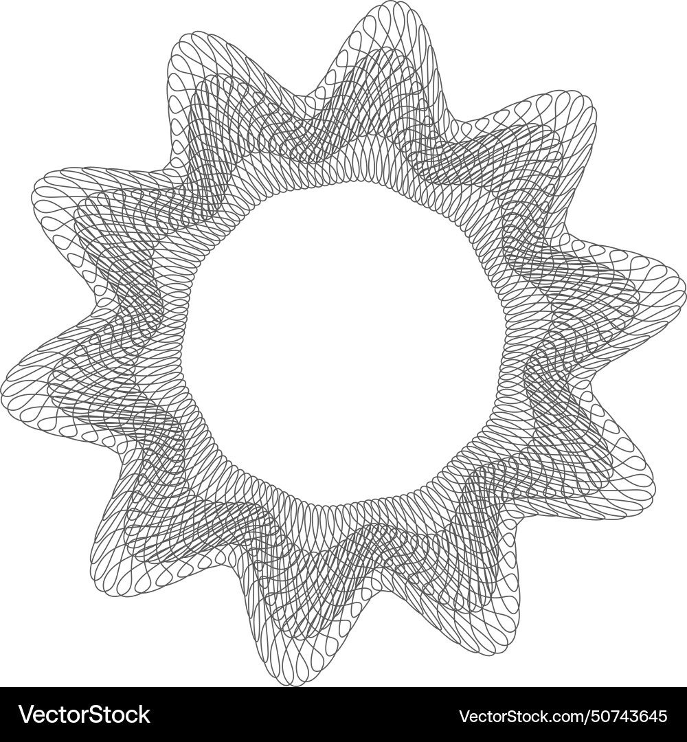 Round secure watermark radial line pattern emblem Round secure watermark radial line pattern emblem vector image