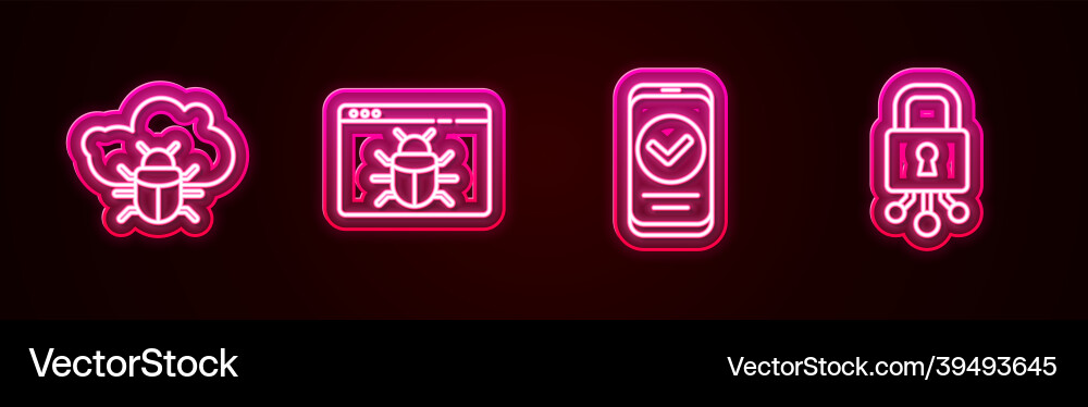 Set line system bug on a cloud smartphone Set line system bug on a cloud smartphone Vector Image