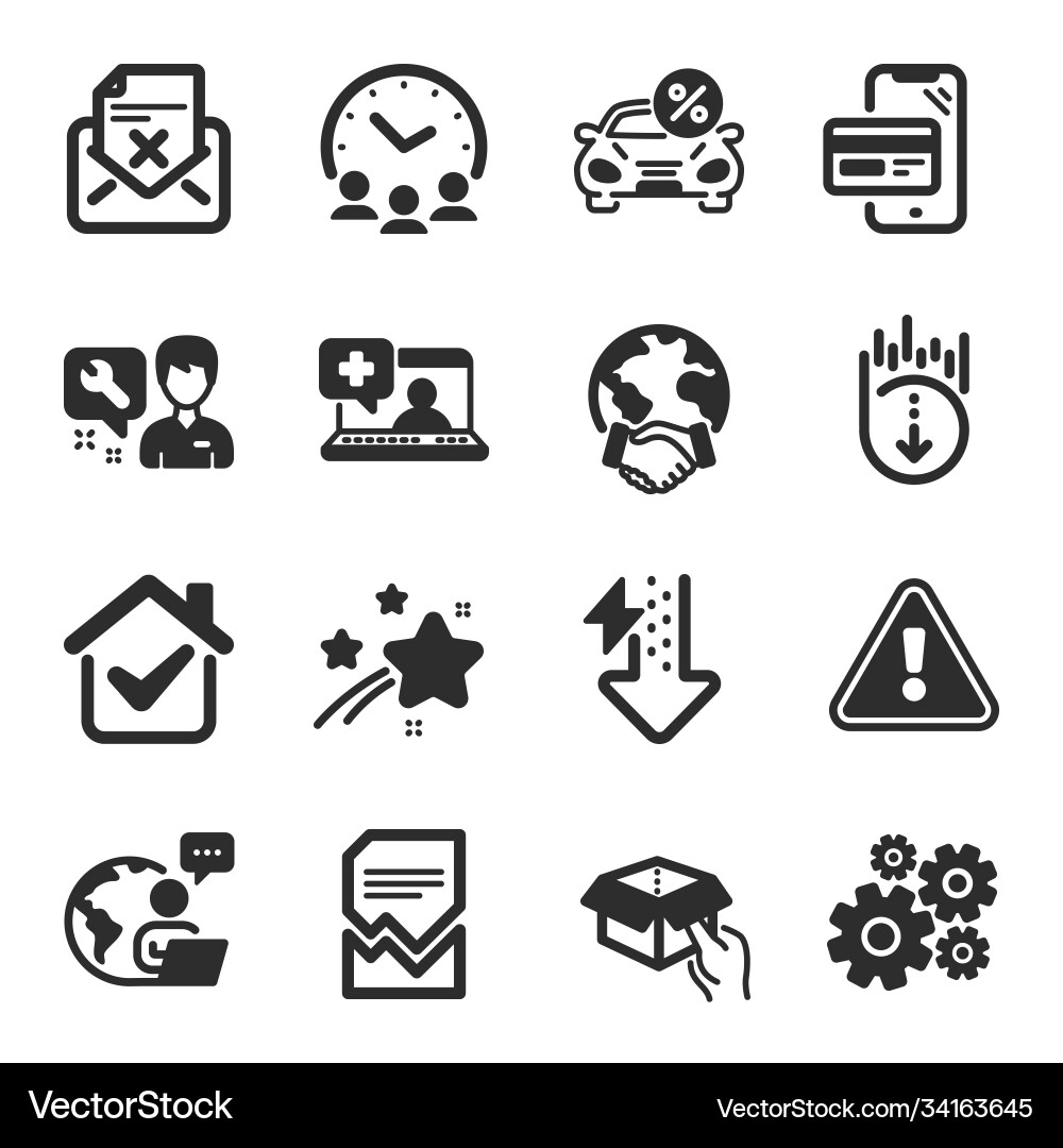 Set technology icons such as hold box scroll Set technology icons such as hold box scroll vector image