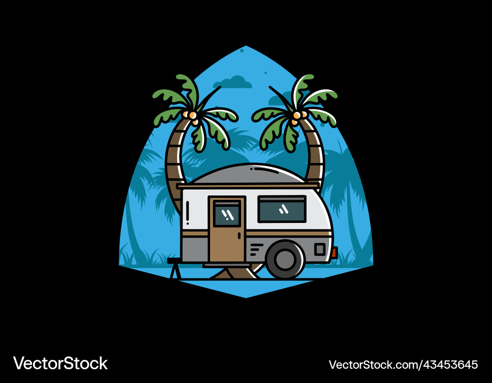 Teardrop camper and coconut tree design Teardrop camper and coconut tree design Vector Image