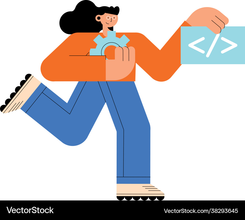 Woman with programming code vector image