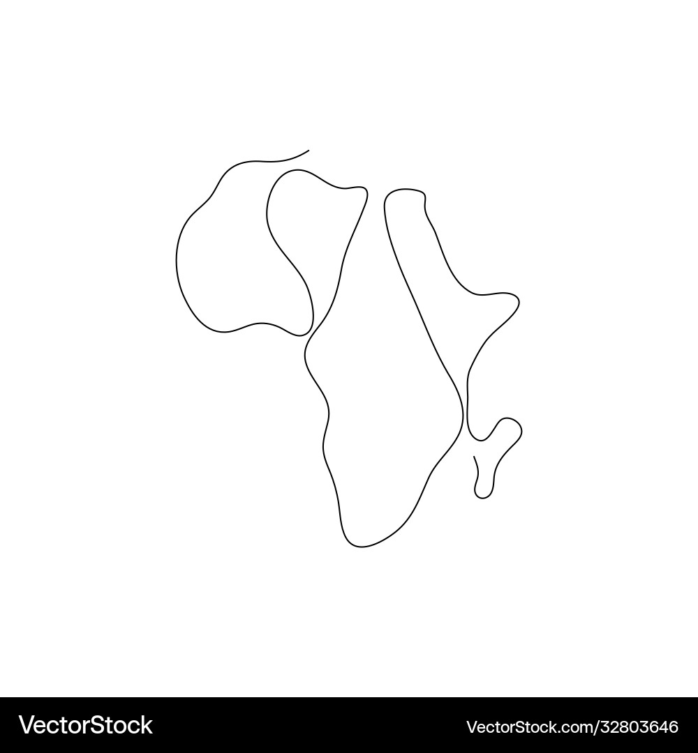 Africa Silhouette - Single Line Vector Image