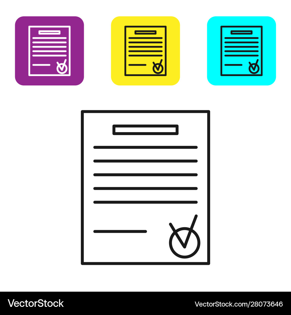 Black line confirmed document and check mark icon Black line confirmed document and check mark icon vector image