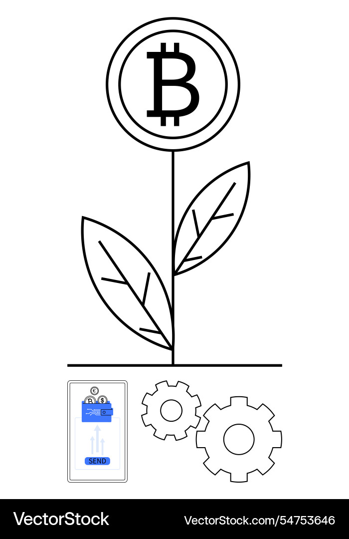 Blockchain Wachstumskonzept mit Bitcoin Symbol Blockchain Wachstumskonzept mit Bitcoin Symbol vektorbild