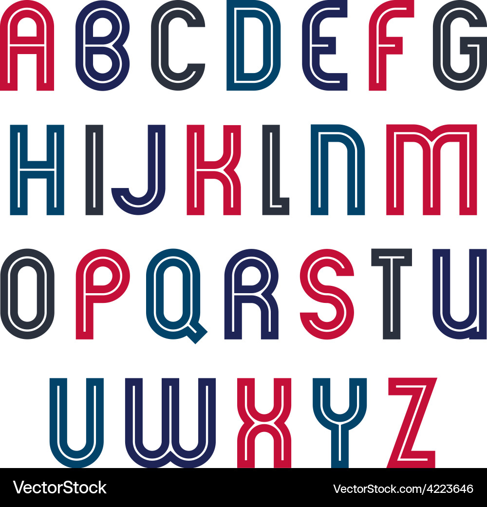 Bright binary geometric font colorful rounded drop Vector Image