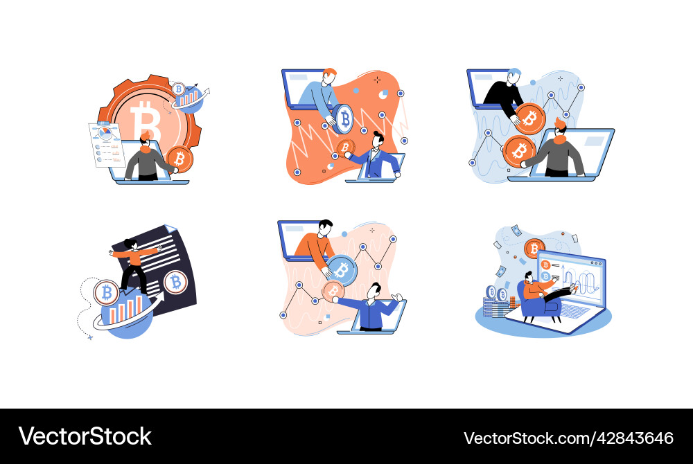 Cryptocurrency bitcoin mining metaphor blockchain Vector Image