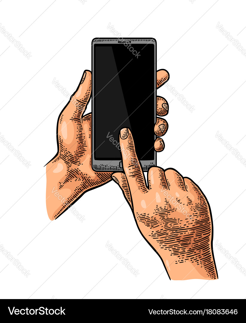 Hands Using Smartphone vector image