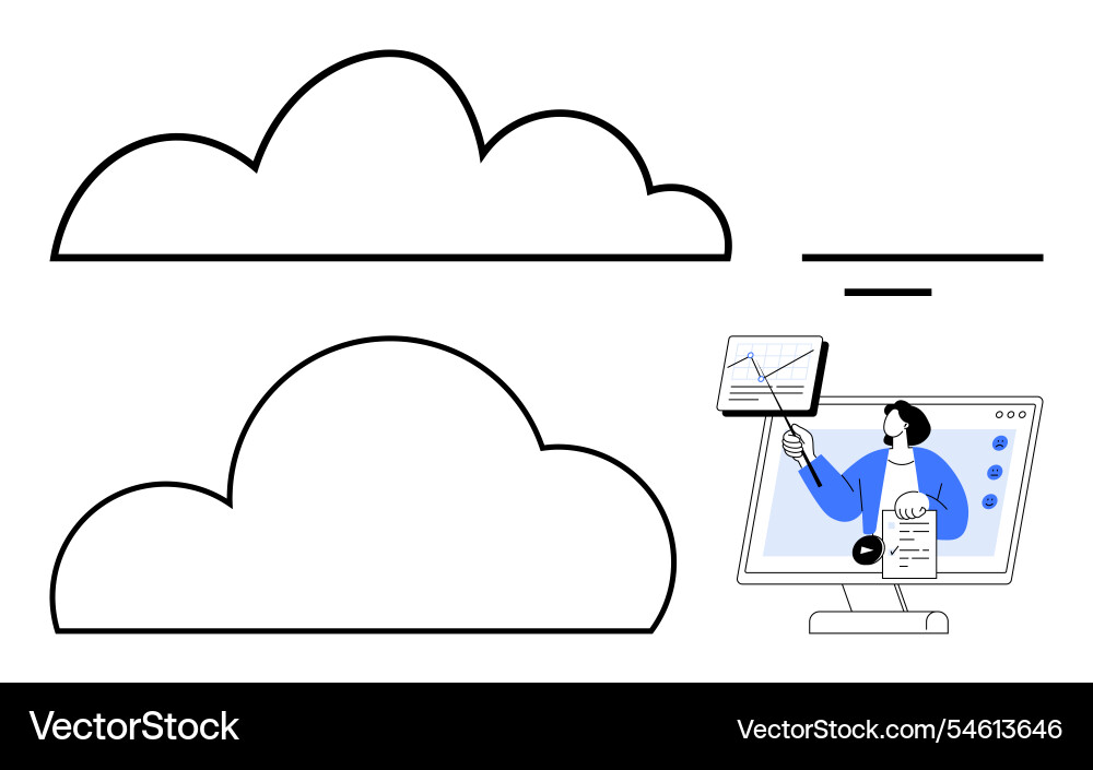 Person presenting data analysis on computer screen vector image