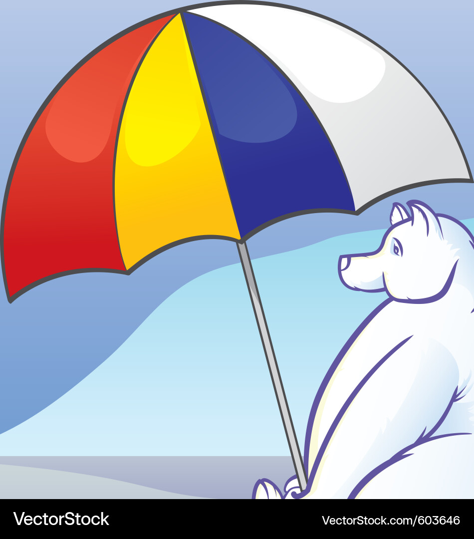 Polar Bear Holding Umbrella Vector Image