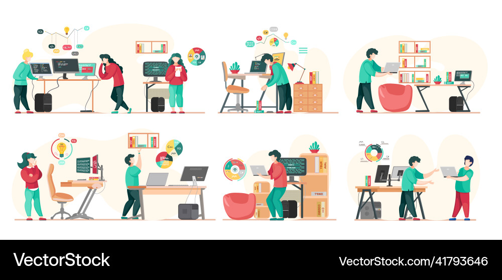 Programmer engineering and coding Programmer engineering and coding vector image