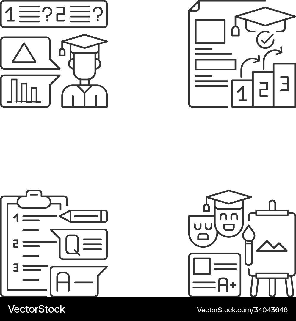 Questioning checklist pixel perfect linear icons Questioning checklist pixel perfect linear icons vector image