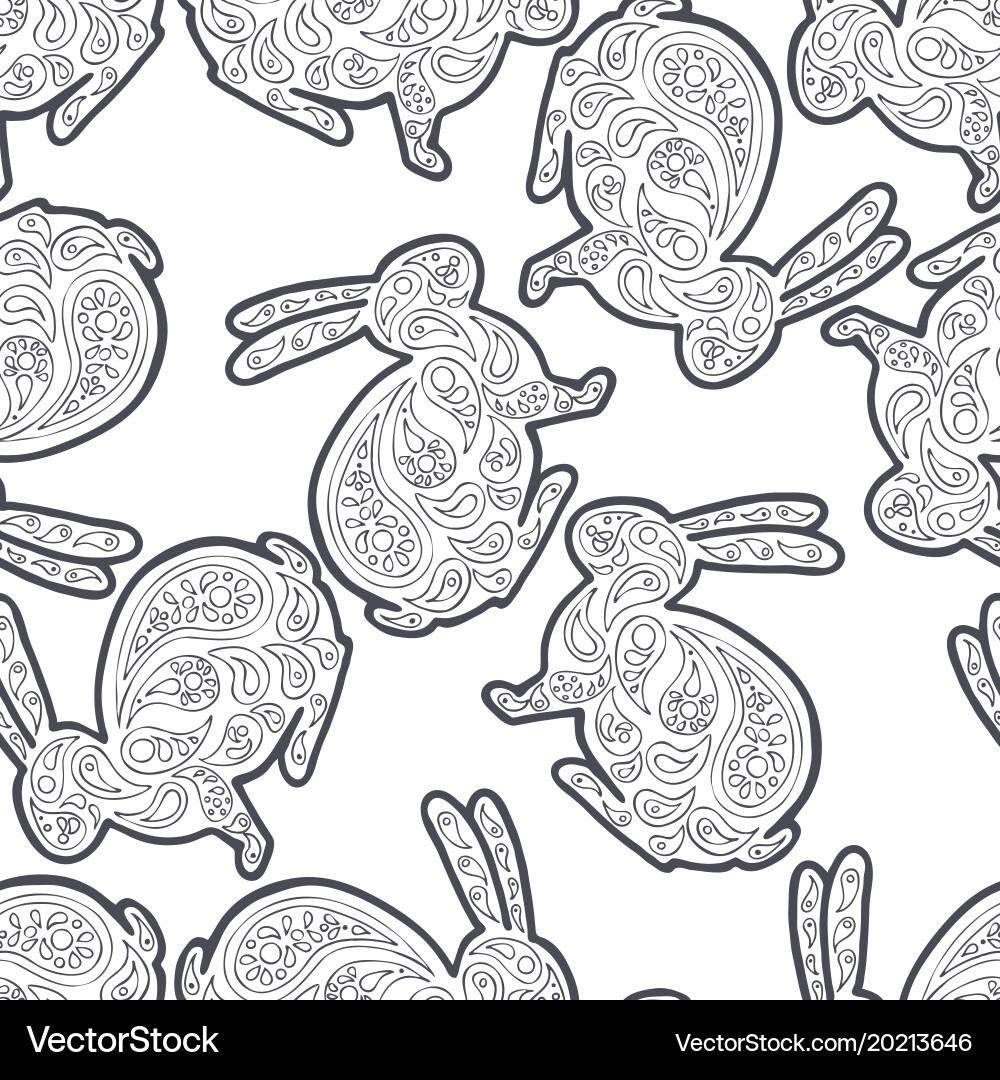 Rabbit seamless pattern background vector image