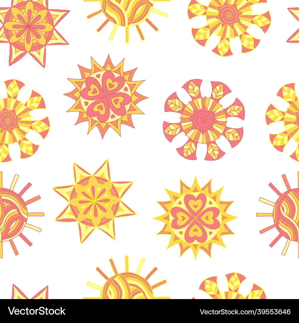 Seamless pattern with a hand-drawn abstract suns Seamless pattern with a hand-drawn abstract suns vector image