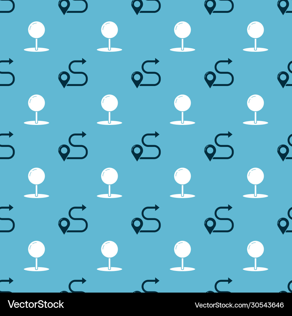 Set route location and push pin on seamless Set route location and push pin on seamless vector image