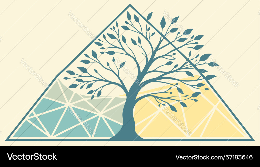 Tree of life abstract triangle design generative Vector Image