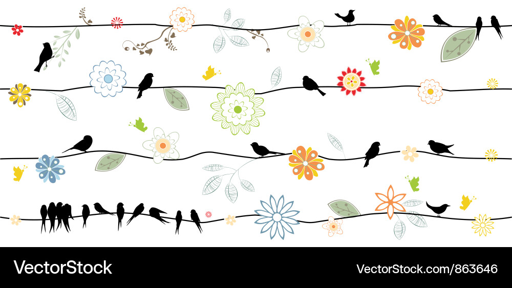 Whimsical Branch Floral Pattern vector image