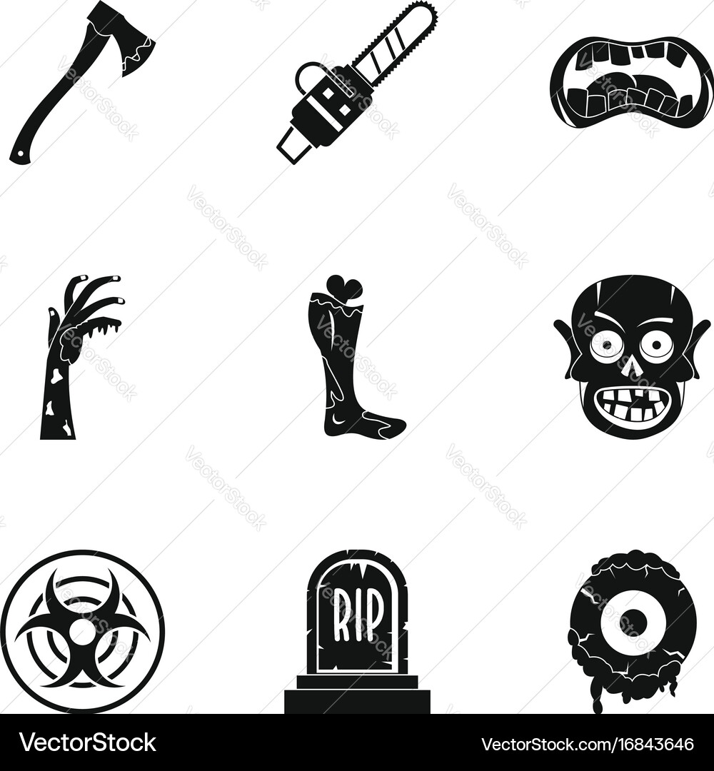 Zombie icon set simple style vector image