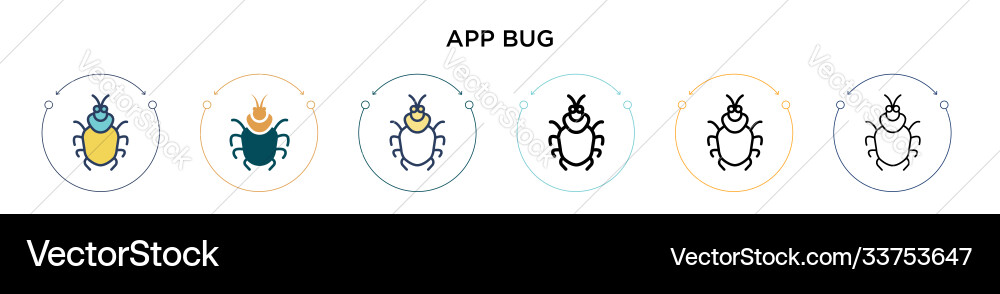 App bug icon in filled thin line outline vector image