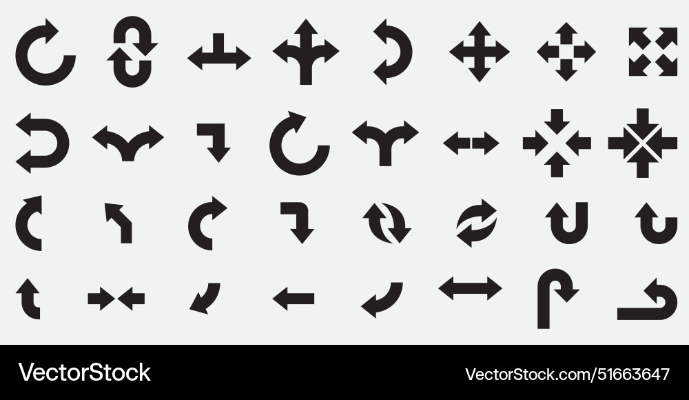 Arrow icons set collection simple bi Vector Image