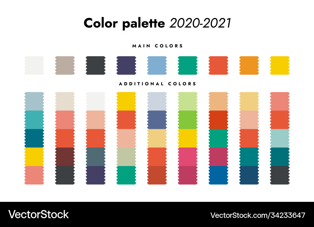 Color palette fall-winter 2020 fashion trendy Color palette fall-winter 2020 fashion trendy vector image