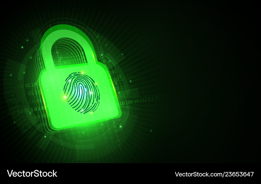 Cyber security and padlock with fingerprint Cyber security and padlock with fingerprint vector image