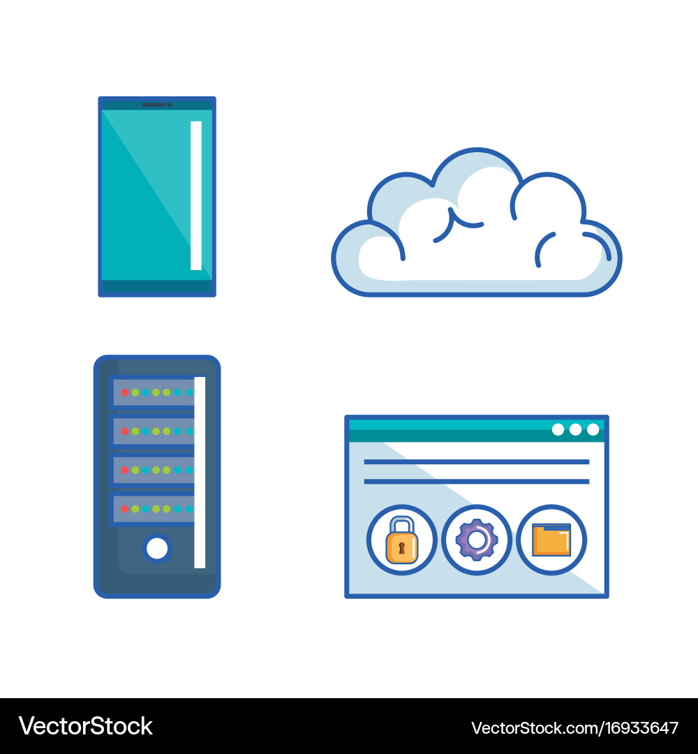 Data center server interface information Vector Image