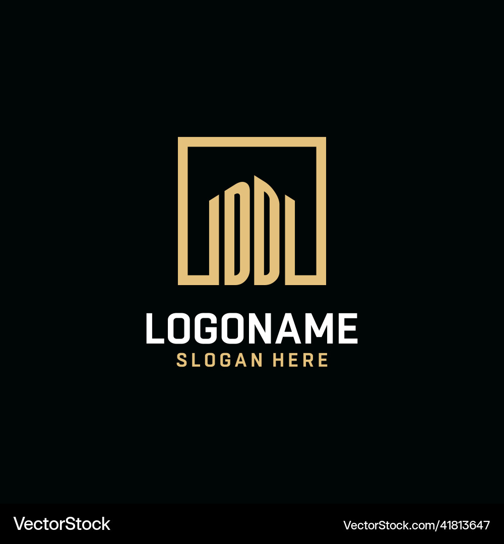 Dd initial monogram logo design with square shape Dd initial monogram logo design with square shape Vector Image