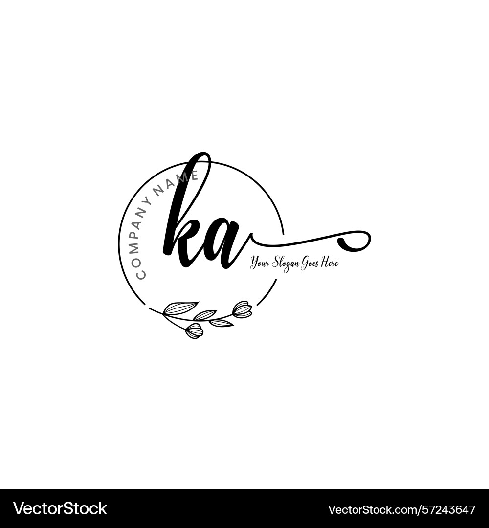 Elegant ka initial logo design with botanical Vector Image