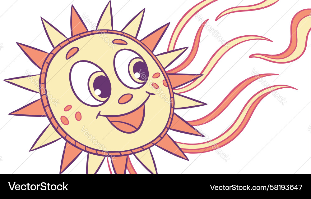 Expressive Sun Character with Dynamic Rays Vector Image