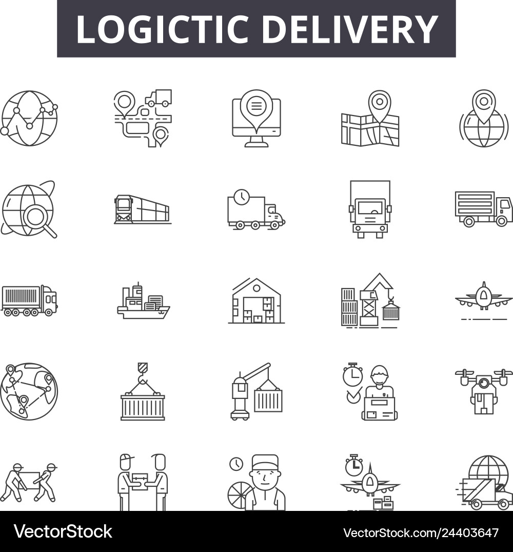 Logistic delivery line icons for web and mobile vector image