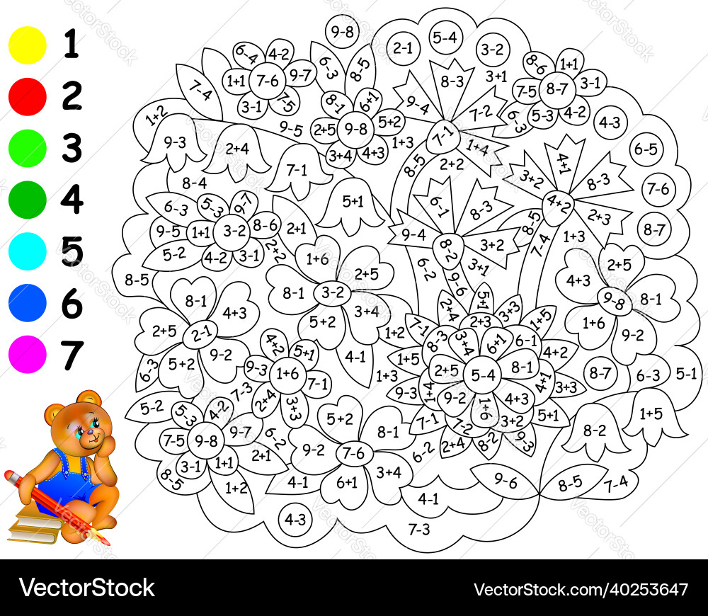 Mathematical exercises for children on addition Vector Image