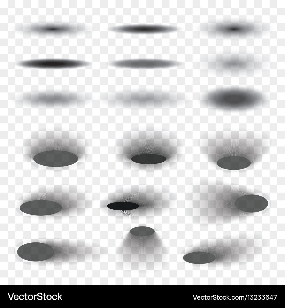 Oval shadow set transparent with soft edges Oval shadow set transparent with soft edges vector image
