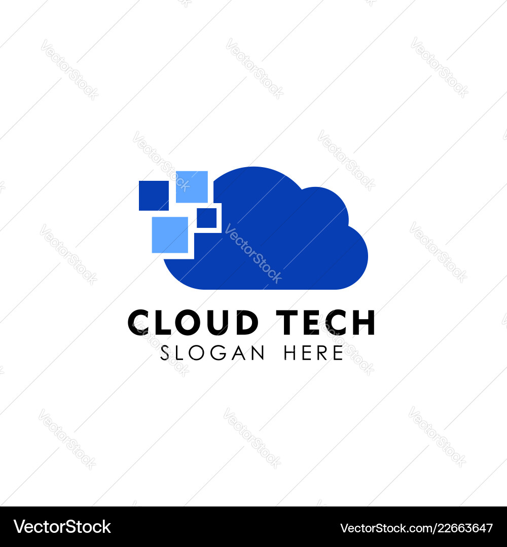 Pixel cloud logo design template data server Pixel cloud logo design template data server vector image