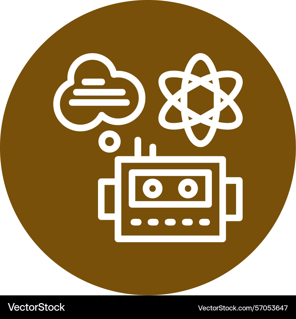 Quantum machine learning line circle style icon Vector Image