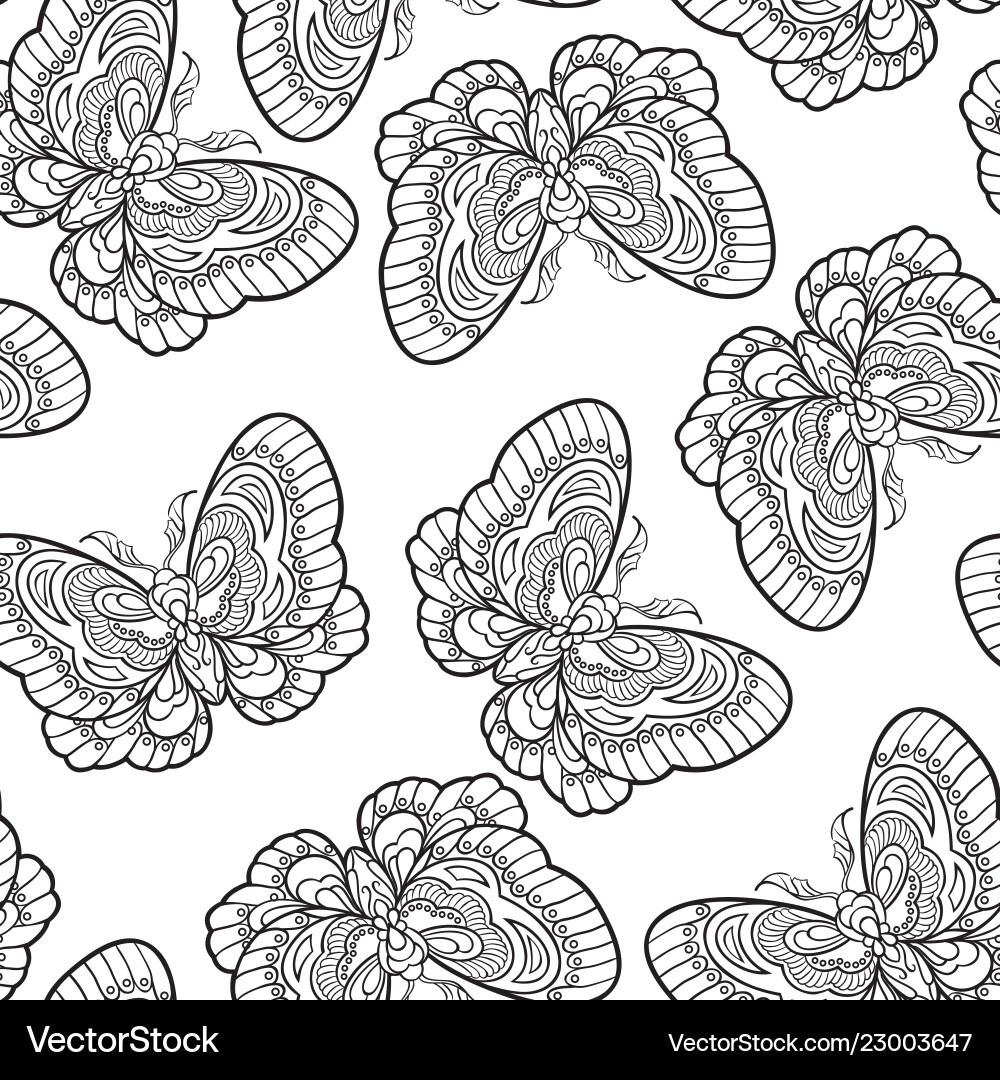 Seamless pattern with butterflies stylized moth Seamless pattern with butterflies stylized moth vector image