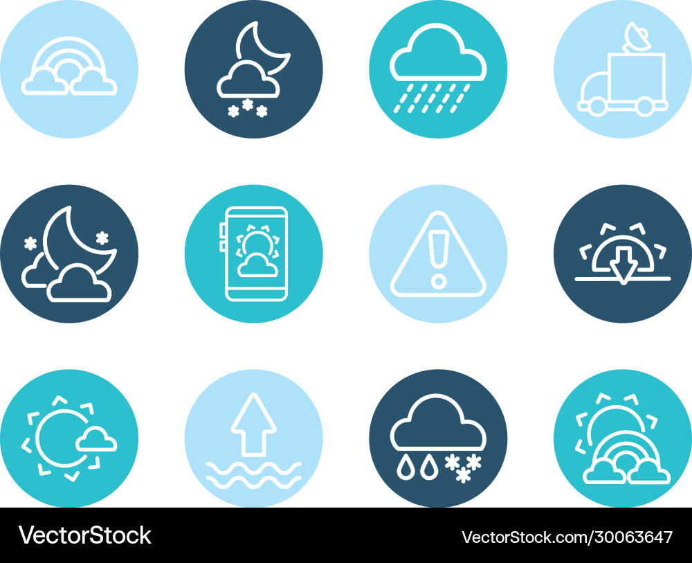 Set icons weather block and flat style icon Vector Image