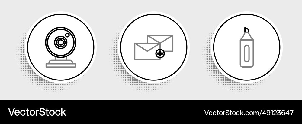Set line marker pen web camera and envelope icon Set line marker pen web camera and envelope icon vector image