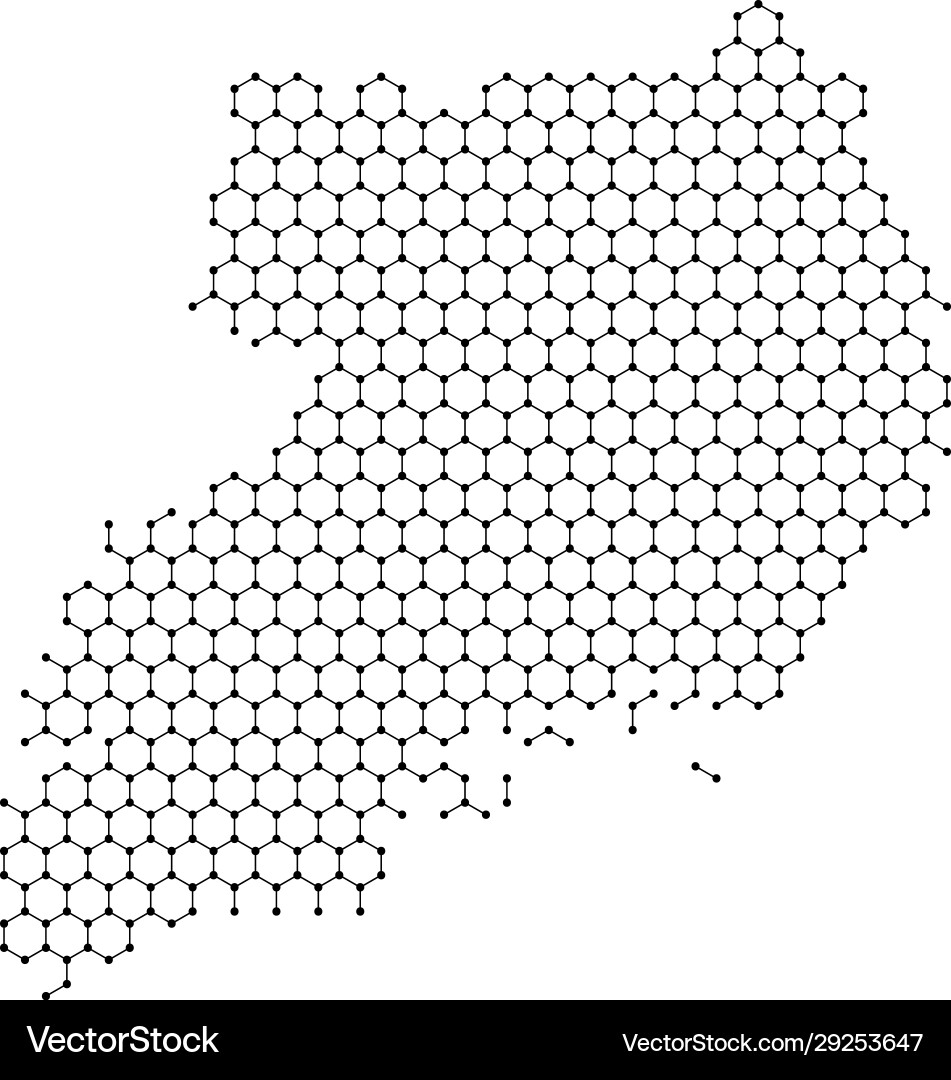 Uganda map from abstract futuristic hexagonal Uganda map from abstract futuristic hexagonal vector image