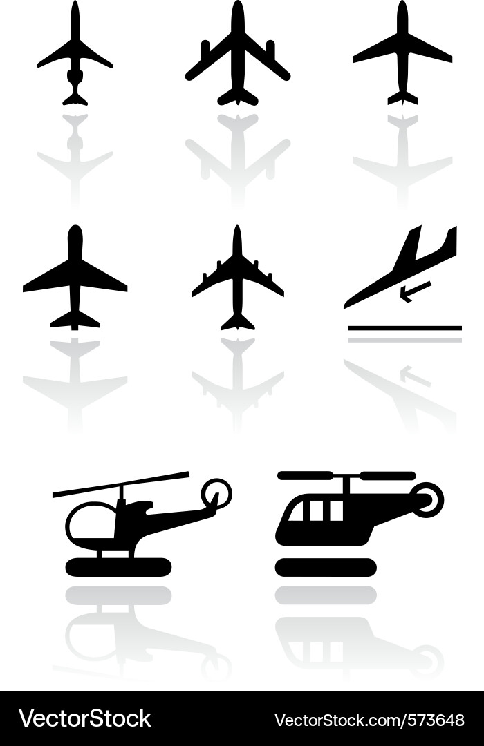 Airplane and Helicopter Symbols vector image