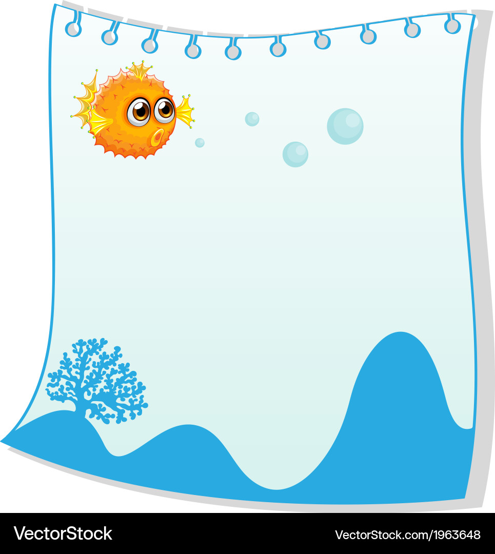 An empty paper template with a puffer fish vector image