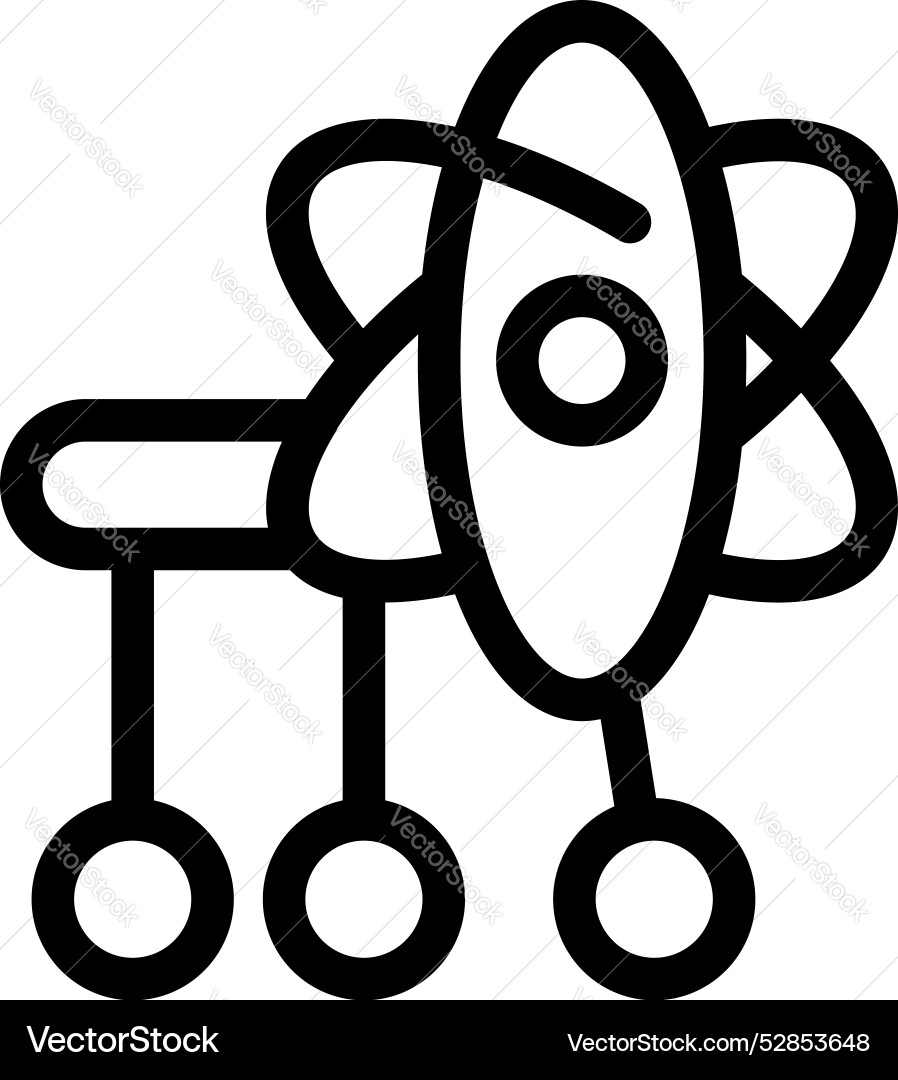 Atom particle moving on three wheels icon vector image