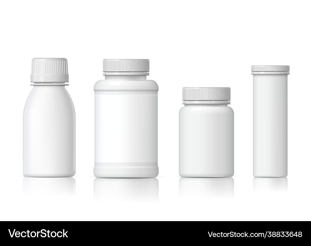 Cool realistic white plastic bottle set product vector image