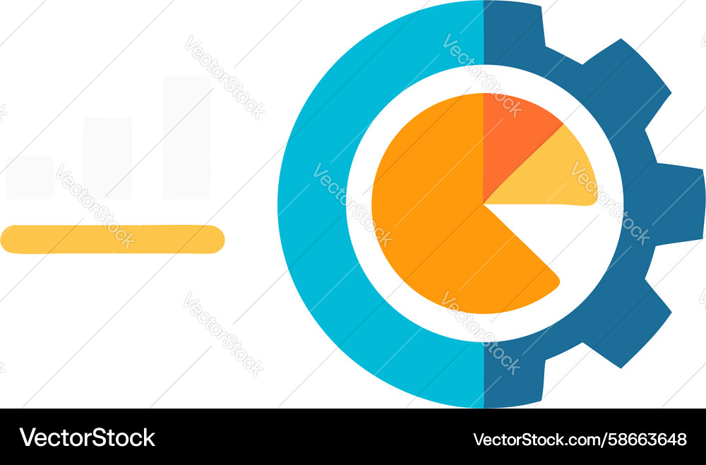 Gear icon with pie chart process optimization Vector Image